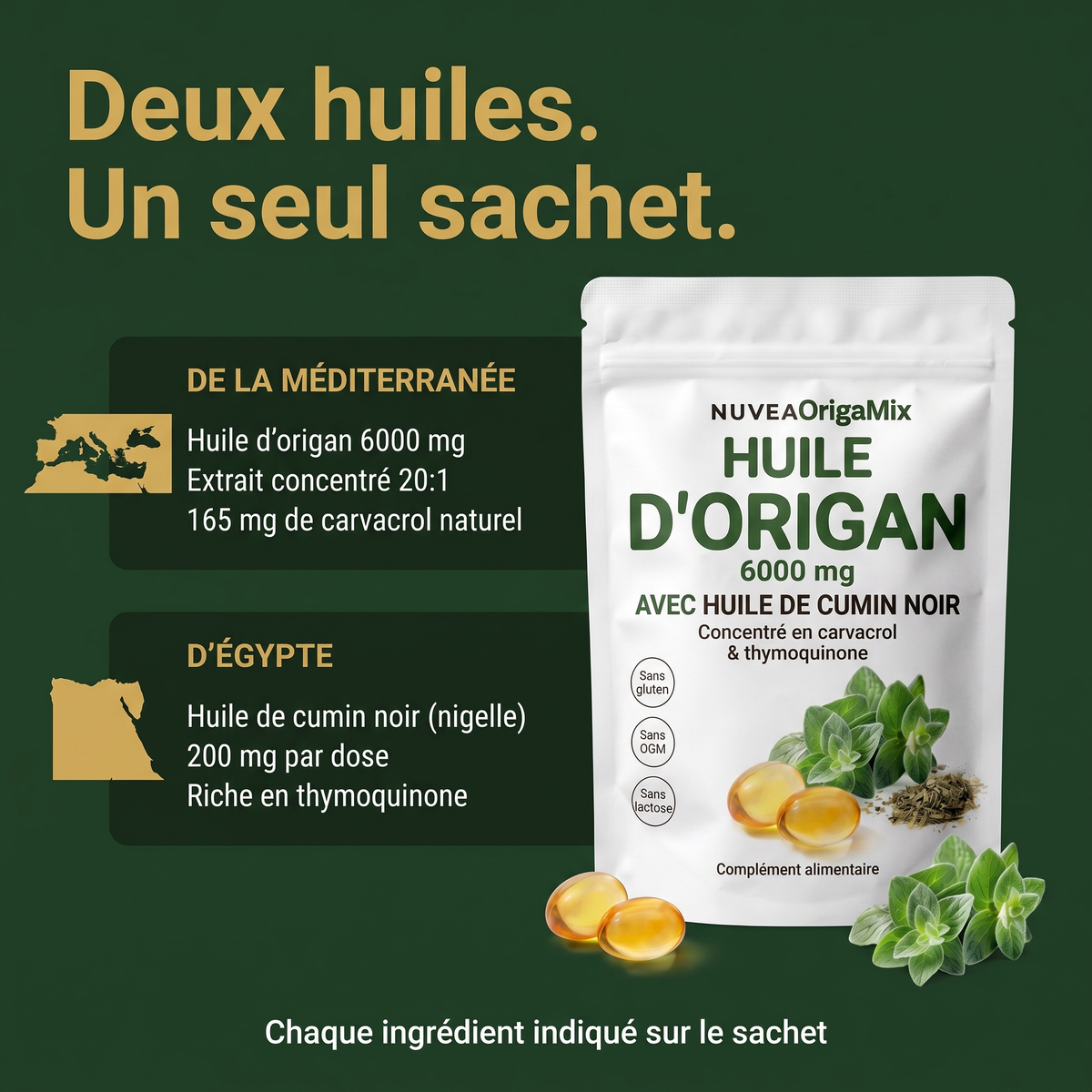 Deux huiles d'exception réunies dans un seul sachet