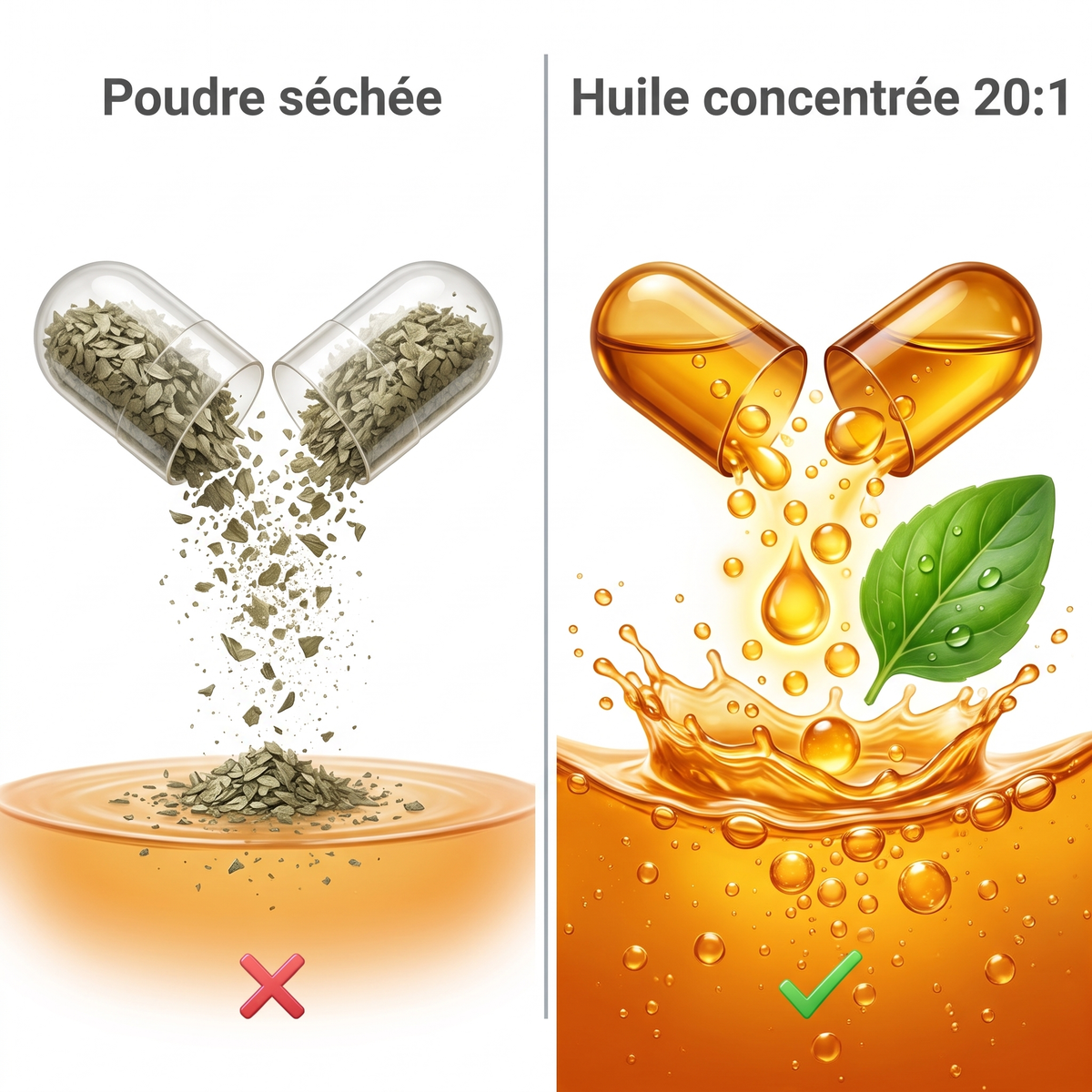 Une huile concentrée, pas une poudre sèche